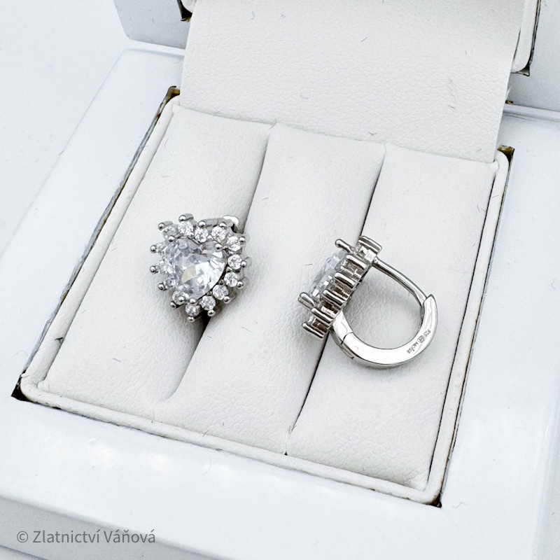 Stříbrné náušnice SRDCE se zirkony 